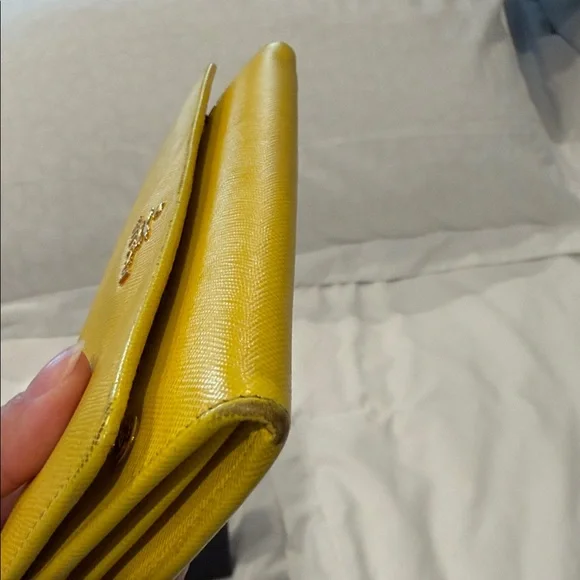 Prada Yellow Saffiano Leather Flap Wallet - Picture 5 of 10